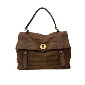 Yves Saint Laurent Brown Crocodile Pattern Shoulder Bag